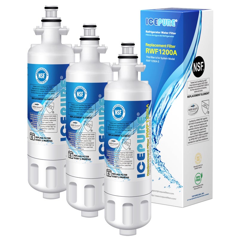 ICEPURE ADQ36006101 9690 Water Filter Replacement for LG LT700P, Kenmore Elite 46-9690 ADQ36006102, RWF1200A, CLCH106, RWF1052 LFX28968ST LFXS29626S LFXS30766S LFX31925ST LFX31945ST Refrigerator,3PACK - Image 1